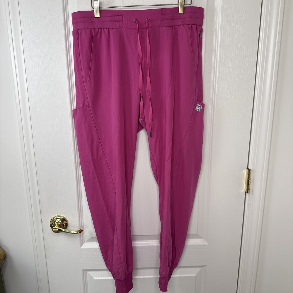 WonderWink AERO Womens L Hot Pink Cargo Jogger Scrub Pants Yoga Waist Athleisure
